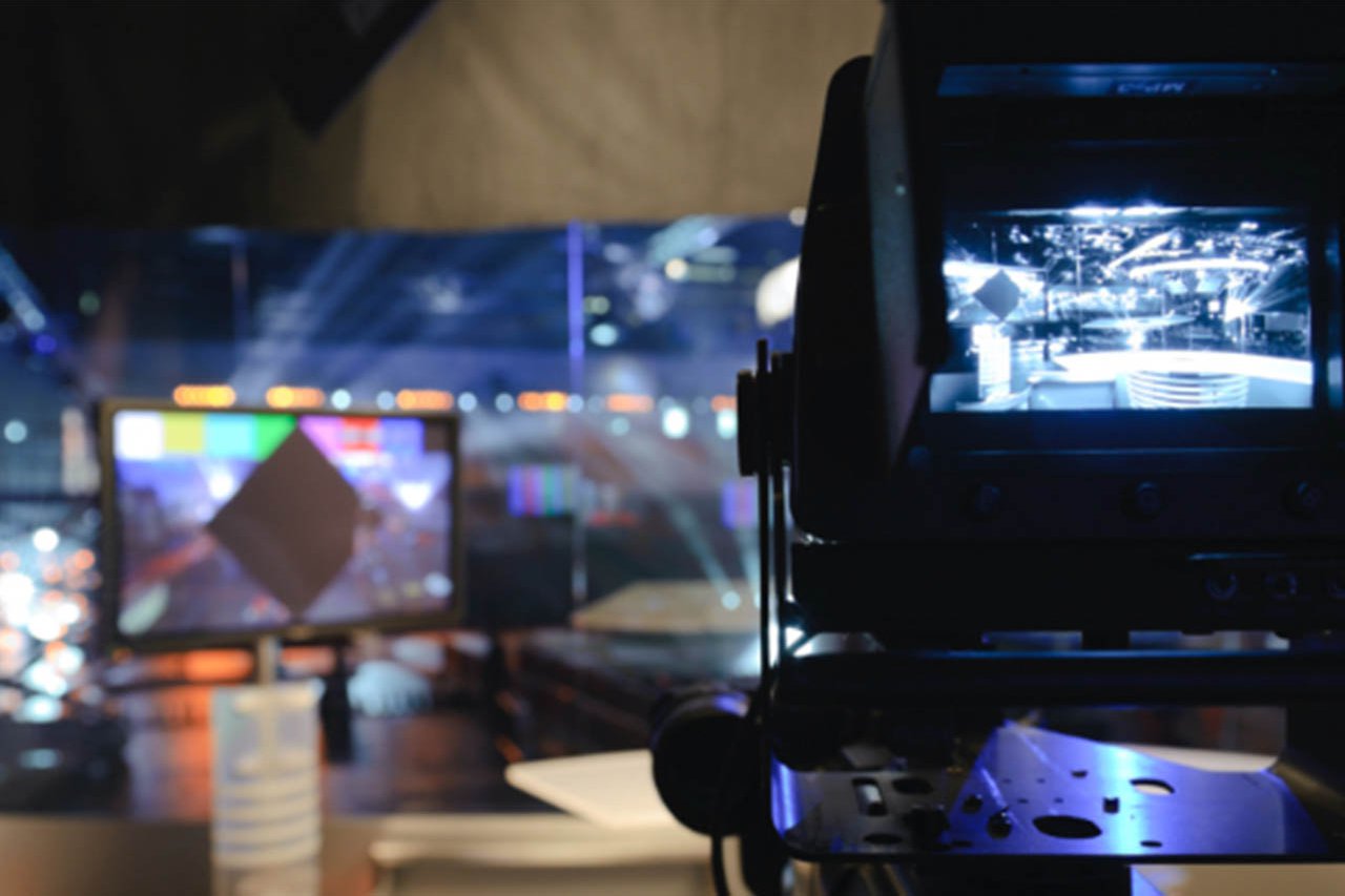 A studio set-up with camera equipment