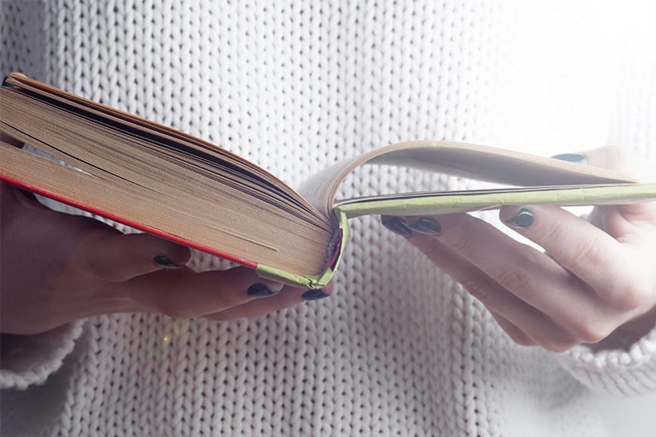 A woman reading a book