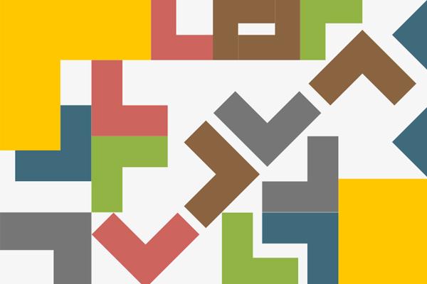 Interlocking colourful shapes