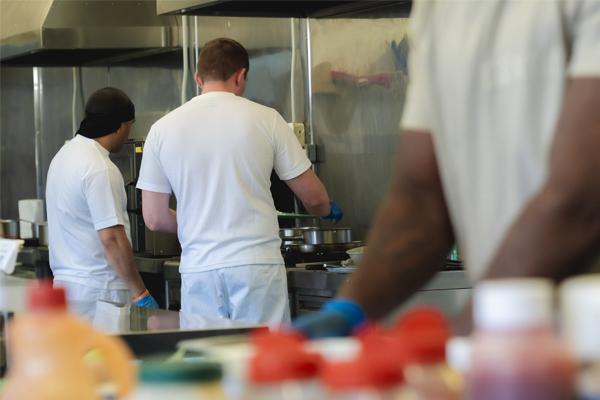 Prison learners gaining catering and kitchen skills through Novus vocational training.