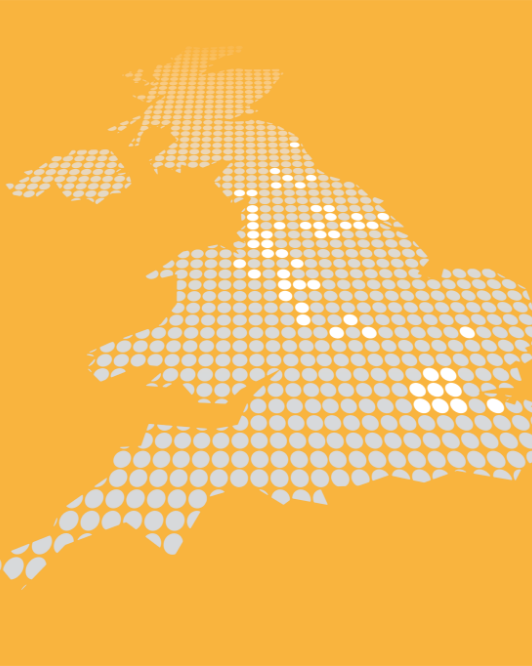 Map of the UK with Novus locations