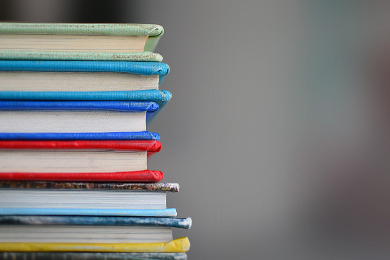 Pile of colourful books