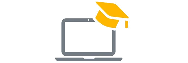 Laptop with graduation cap Icon