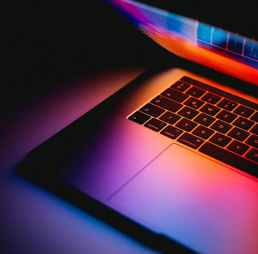 A laptop with a bright, colourful display