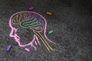 A chalk drawing on the floor of a persons brain
