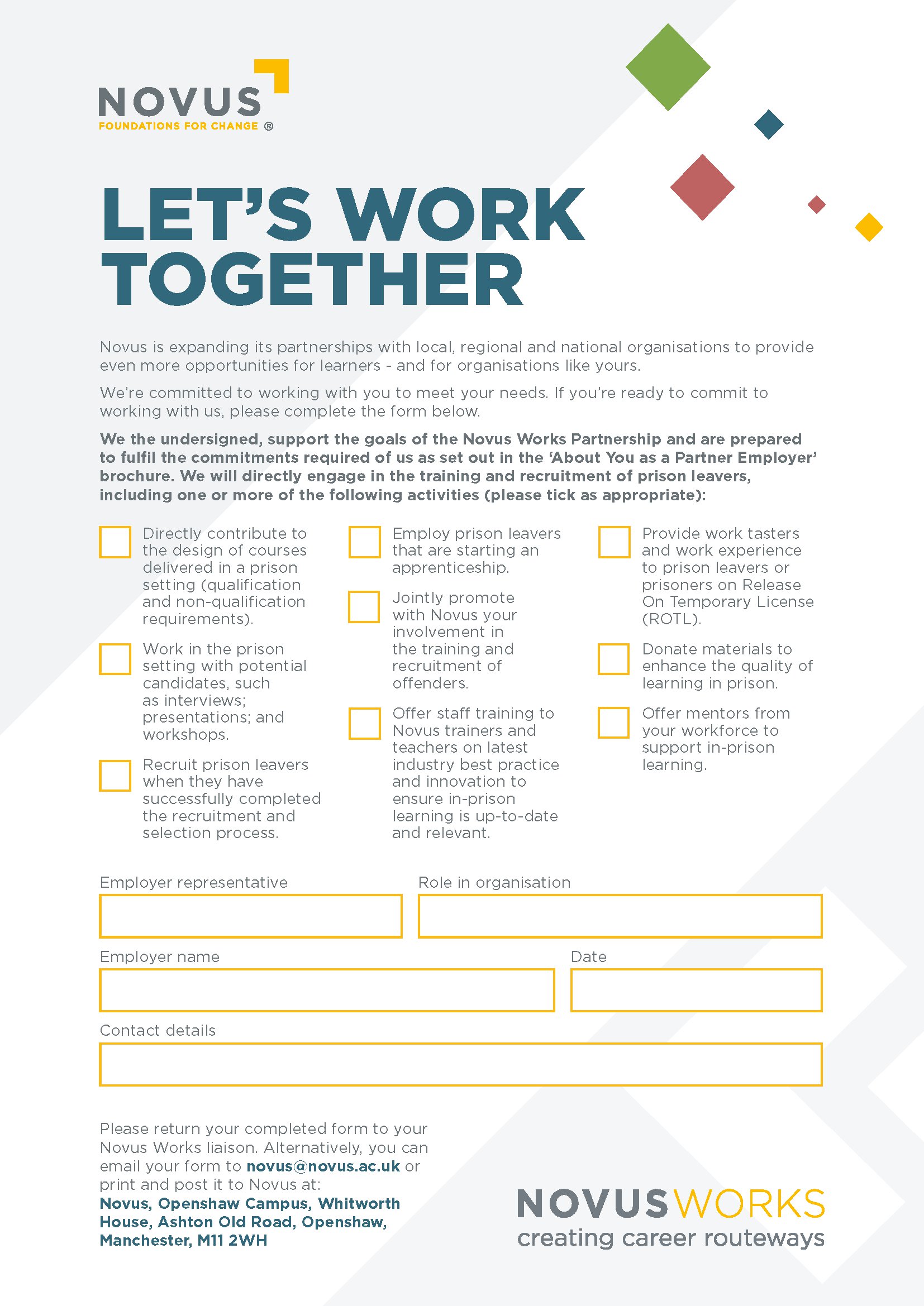 Let's work together form cover