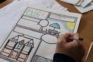 Learner creating a comic book strip