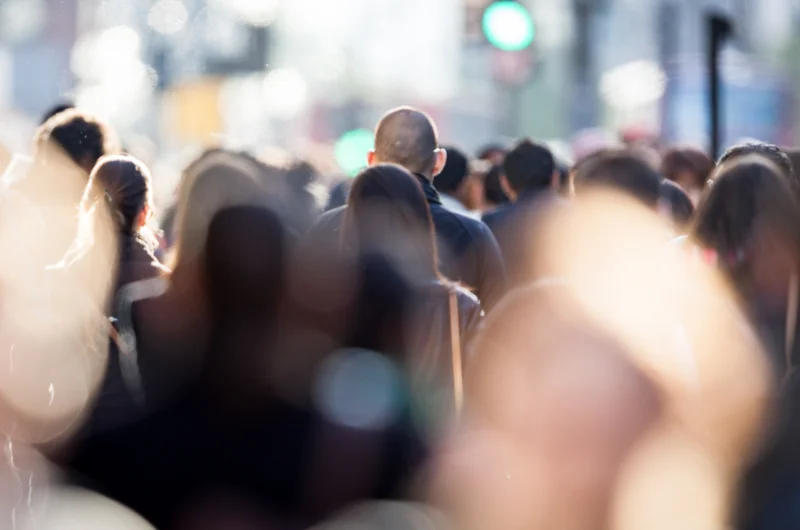 Crowd of people walking