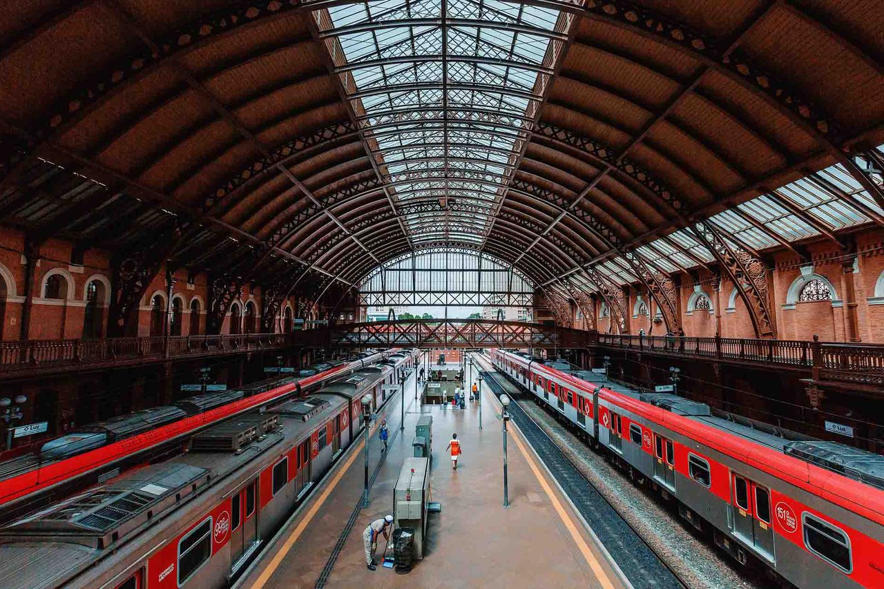 A busy train station