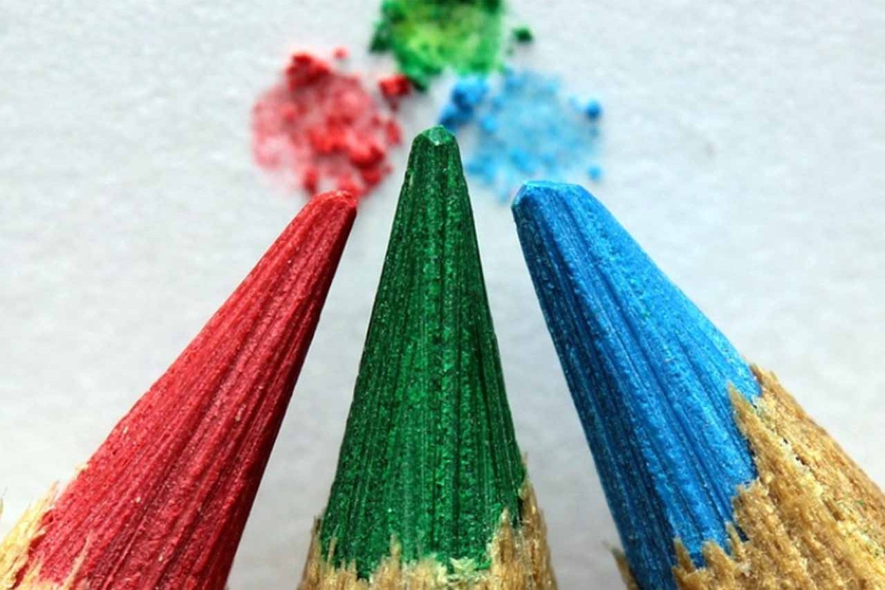Colourful pencil tips