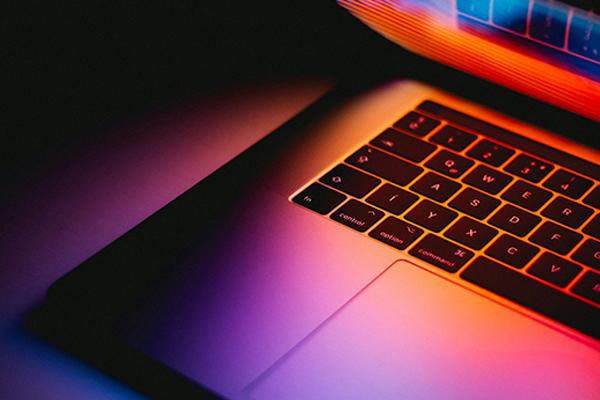 A laptop with a bright, colourful display