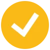 White tick on a circular yellow background