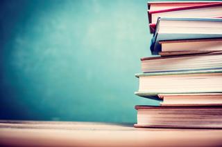 Stack of books on a table