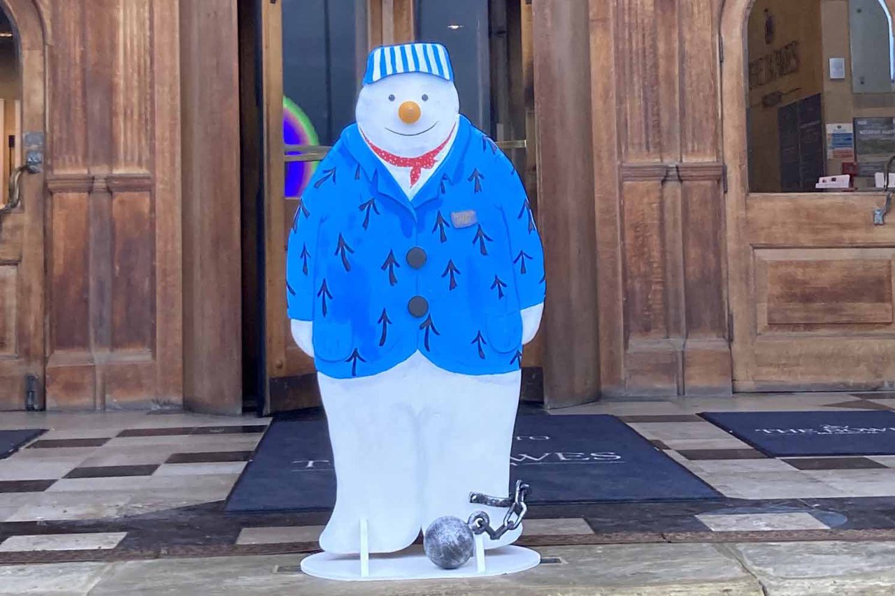A snowman cutout