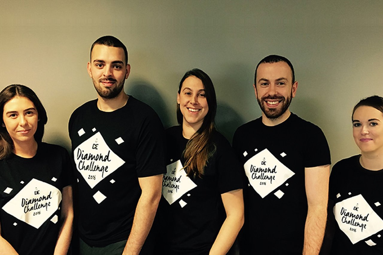 LTE Group and Novus colleagues wearing a Diamond Challenge t-shirt