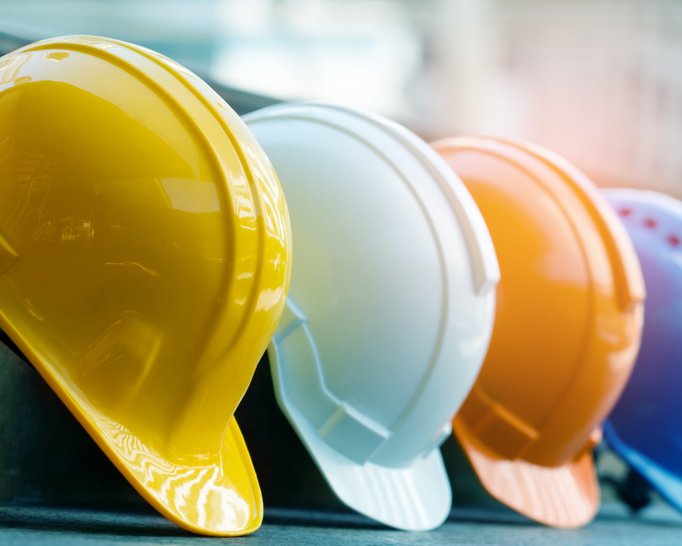 Four hard hats